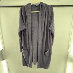 Barefoot Dreams CozyChic Lite Hooded Open Front Cardigan Gray 1X